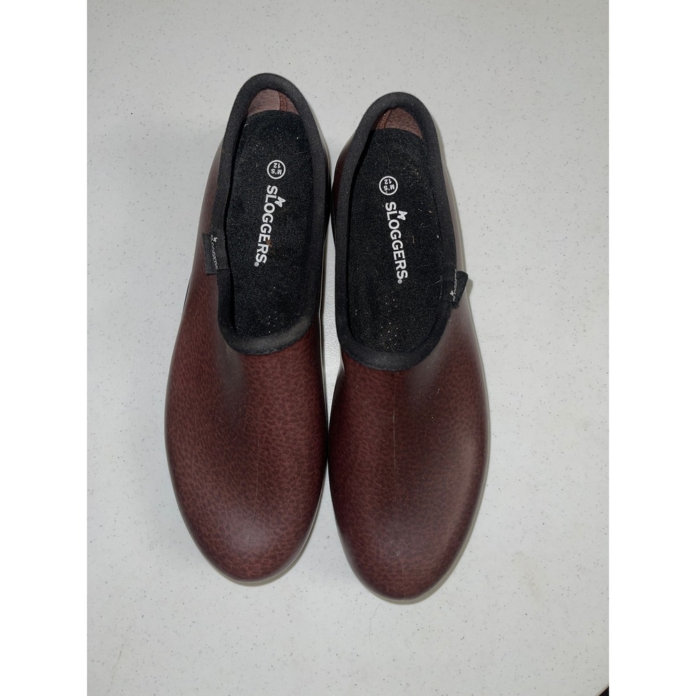 Sloggers Mens Garden Shoes Brown Waterproof Rain Clog Slip On USA Made Size 12